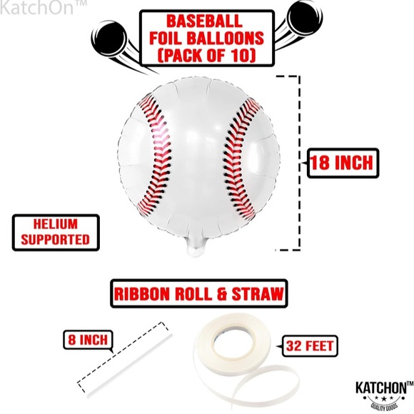 💜10 Pieces Baseball Balloons - 18 Inch, Baseball Party Decorations - Picture 3 of 5